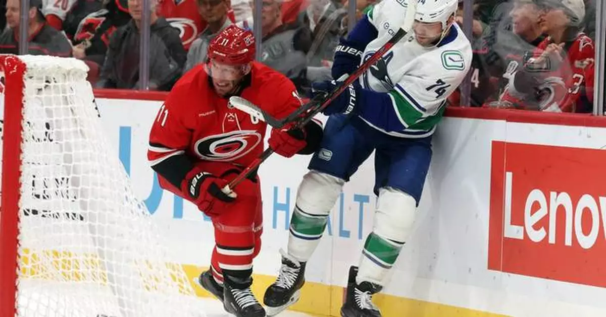 Hurricanes captain and reigning playoff MVP Jordan Staal is out 1-2 months with a torn calf muscle