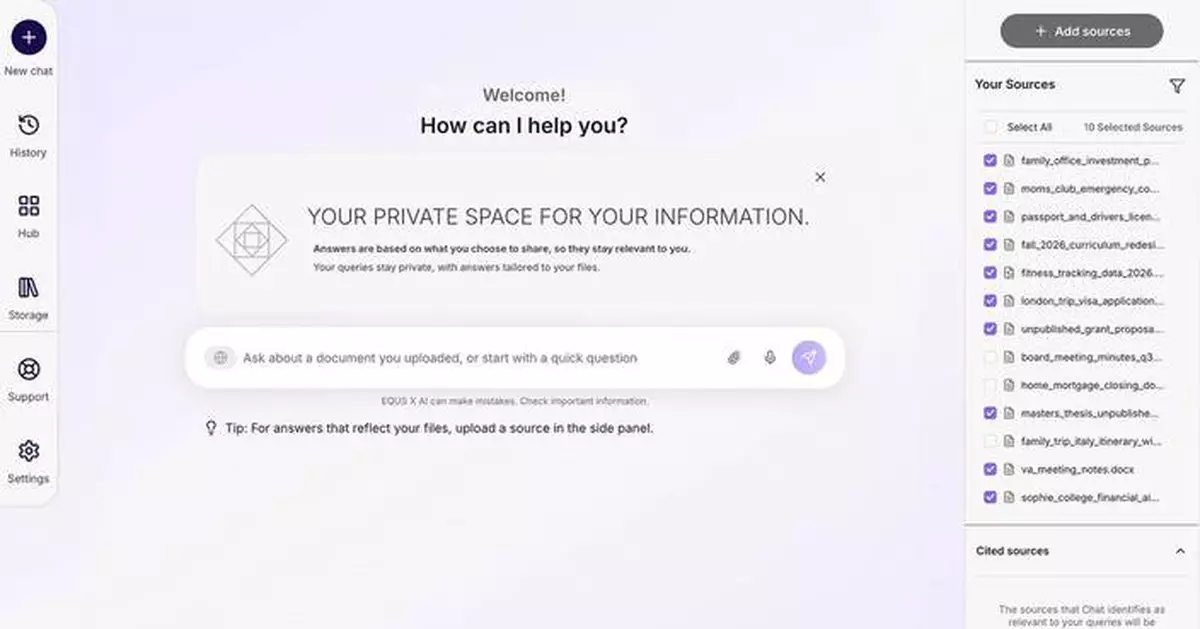 EQUS Launches EQUS X, a Personal AI With Private Data Storage That Gives Individuals Full Control Over Their Data