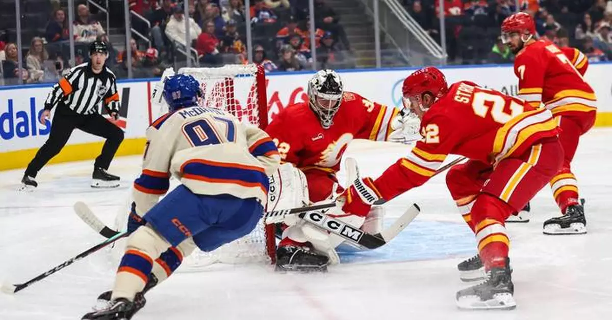 Jarry makes 24 saves in the Oilers' 4-0 victory over the Flames