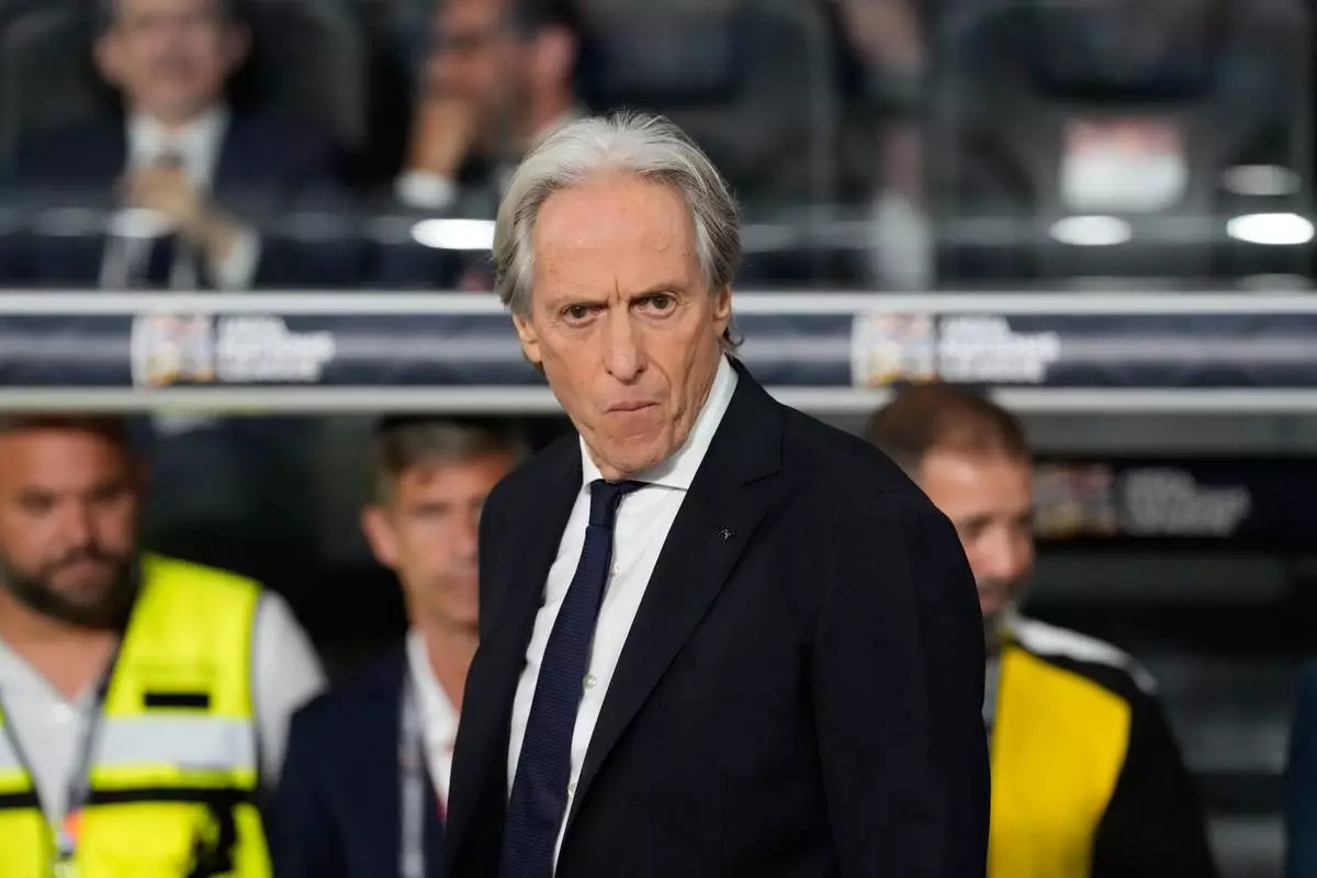 Portugal head coach Jorge Jesus enters the field for the Nations League soccer match between Portugal and Wales in Lisbon, Thursday, Sept. 24, 2026. (AP Photo/Armando Franca)