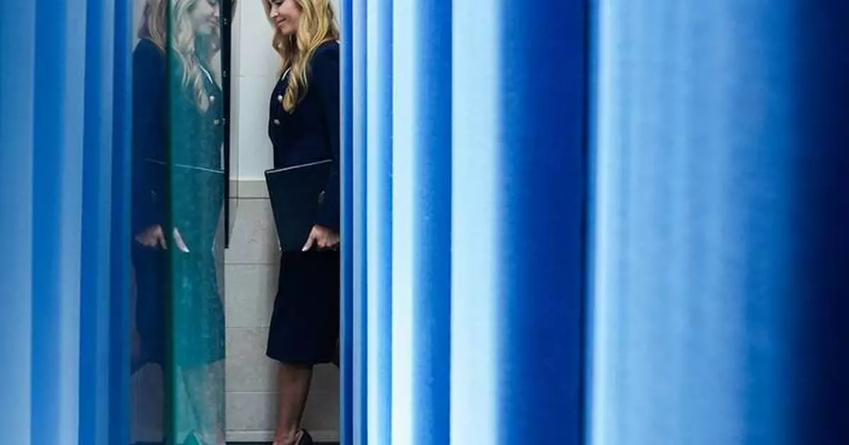 Photos of Trump’s new press secretary Katie Zacharia giving her first briefing