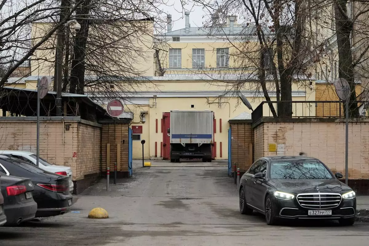 FILE - An entrance of the Lefortovo prison is seen in Moscow, Thursday, March 30, 2023. (AP Photo/Alexander Zemlianichenko, File)