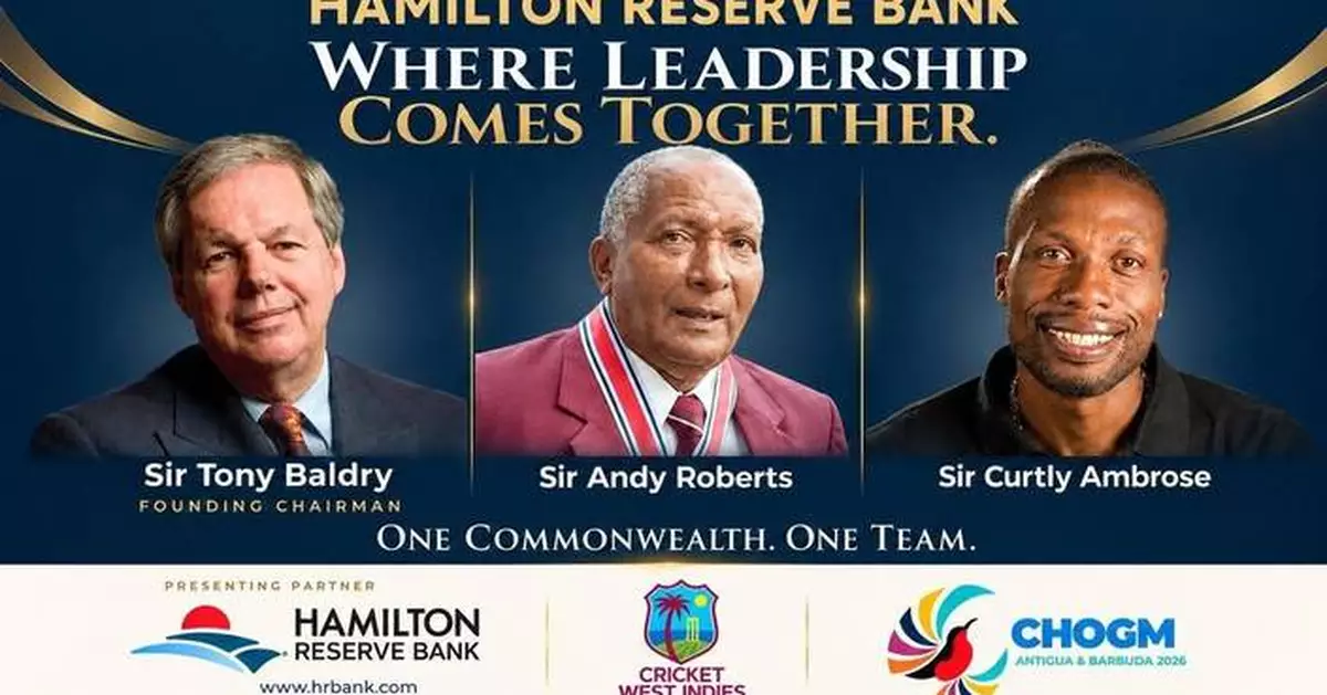 Hamilton Reserve Bank CHOGM 2026 VIP Cricket Box Hosts Cricket Legends Sir Curtly Ambrose, Sir Andy Roberts, Honors King Charles, Bank Chairman Sir Tony Baldry