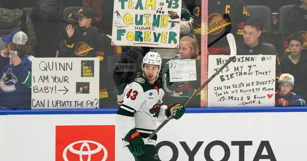 Former Canucks captain Quinn Hughes booed in Vancouver return with Wild