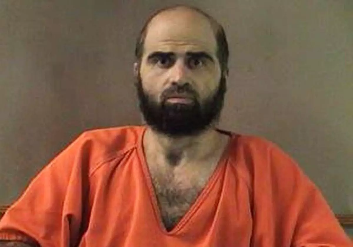 FILE - This undated photo provided by the Bell County Sheriff's Department shows former Army psychiatrist Maj. Nidal Hasan. (Bell County Sheriff's Department via AP, File)
