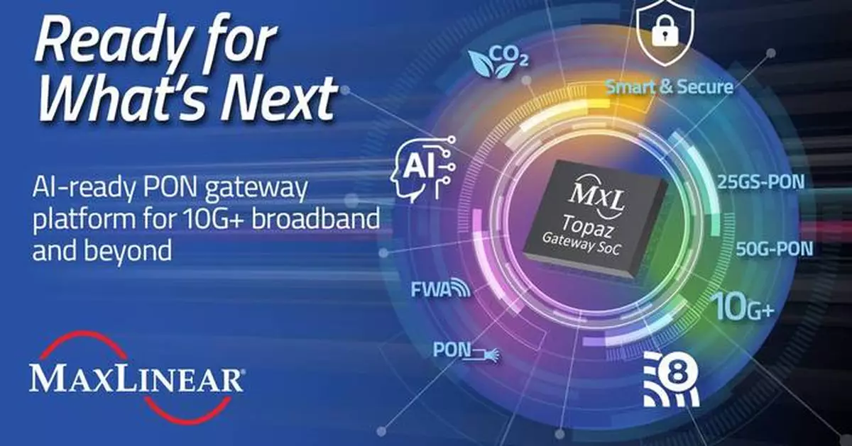 MaxLinear Introduces Topaz™, One of the Industry's Most Advanced AI-Ready PON HGU Chips for 10G and Beyond