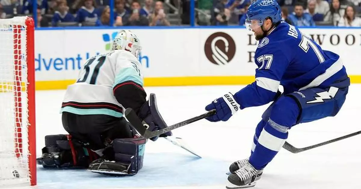 Victor Hedman's goal 2:07 into overtime lifts Lightning past Kraken 4-3