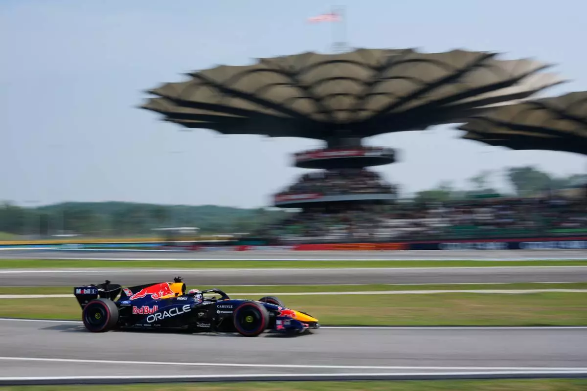 Red Bull driver Max Verstappen of the Netherlands steers his car during the qualifying session for the Bahrain Grand Prix in Sepang, Malaysia, Saturday, Oct. 3, 2026. (AP Photo/Vincent Thian)