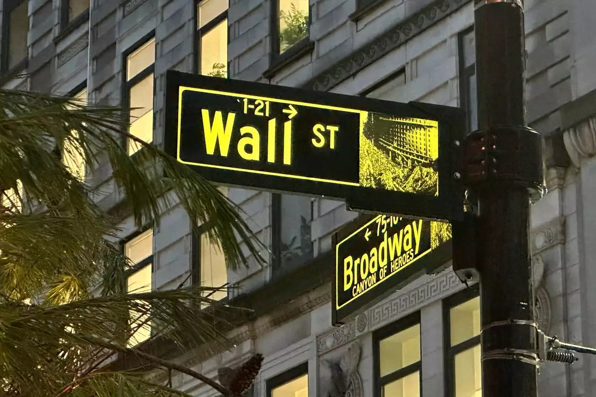 FILE - Signs mark the intersection of Wall Street and Broadway in New York's Financial District on Wednesday Dec.11, 2024. (AP Photo/Peter Morgan, File)