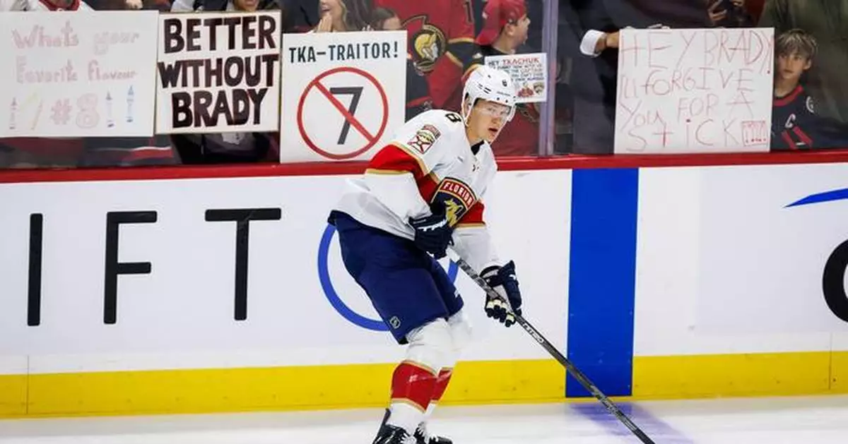 Senators beat Panthers 5-1 as Brady Tkachuk scores in return to Ottawa but gets hostile reception