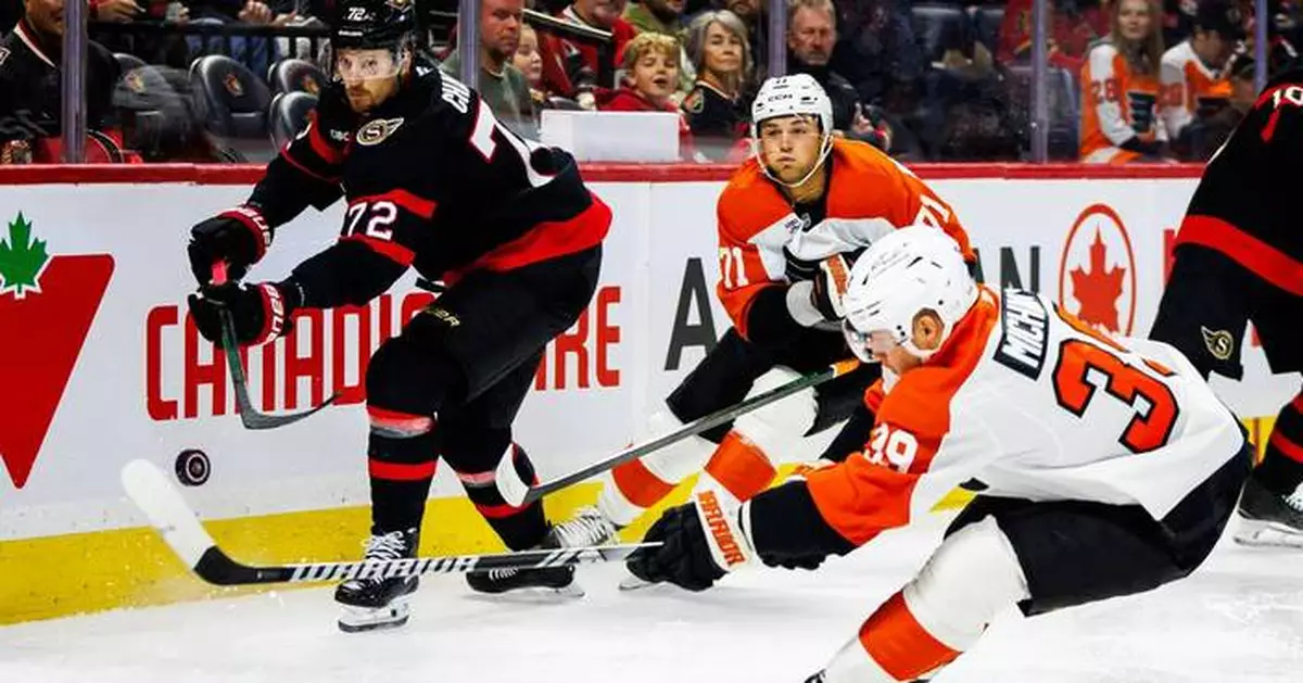 Yakemchuk breaks late tie in the Senators' 2-1 victory over the Flyers