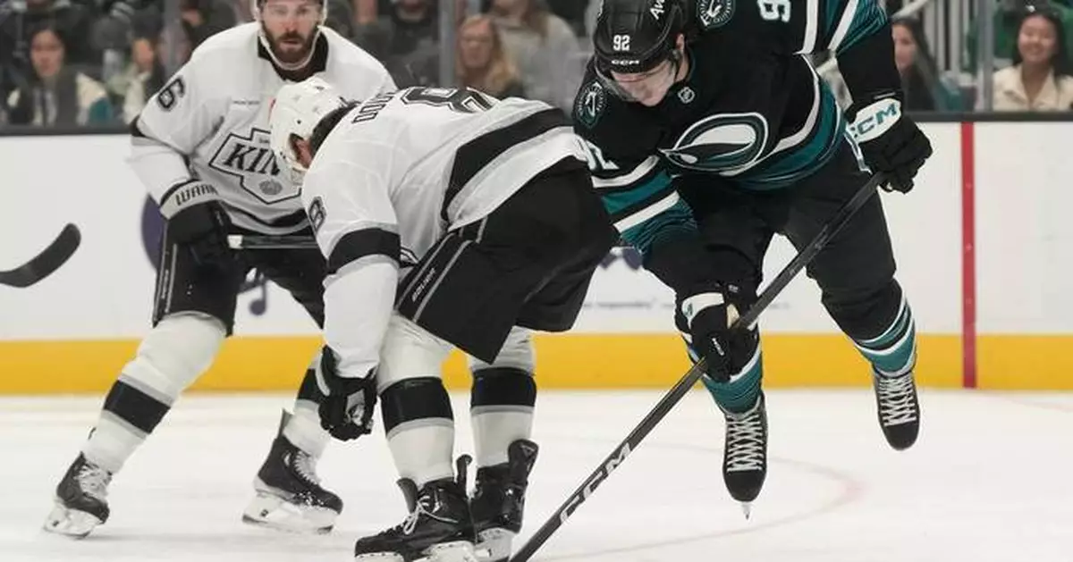 Chernyshov's 2nd goal of the game gives the Sharks a 5-4 overtime win over the Kings