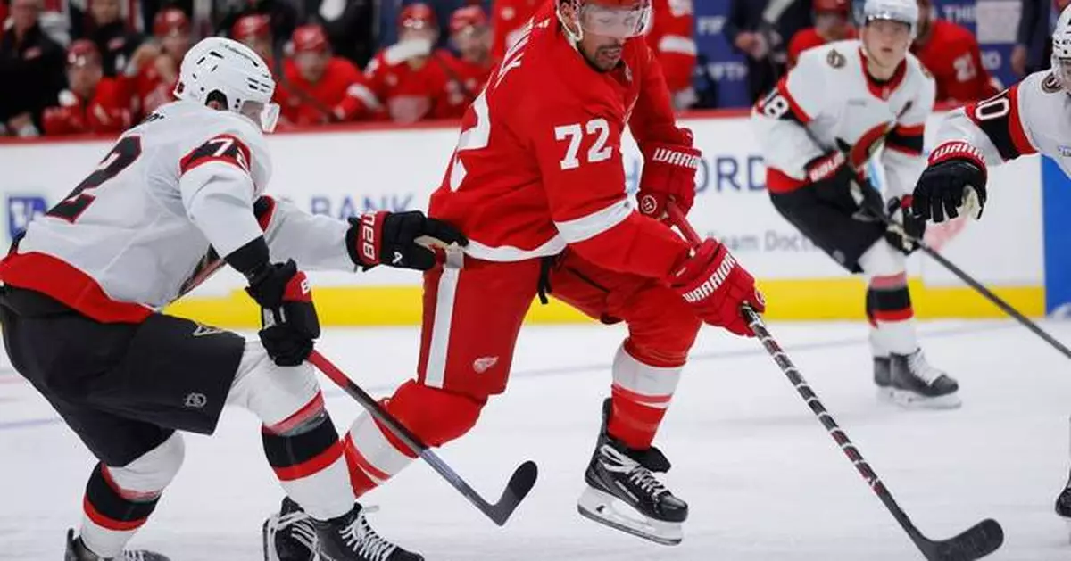 Larkin scores in return to lineup as Red Wings deal Senators 1st loss of the season 5-3