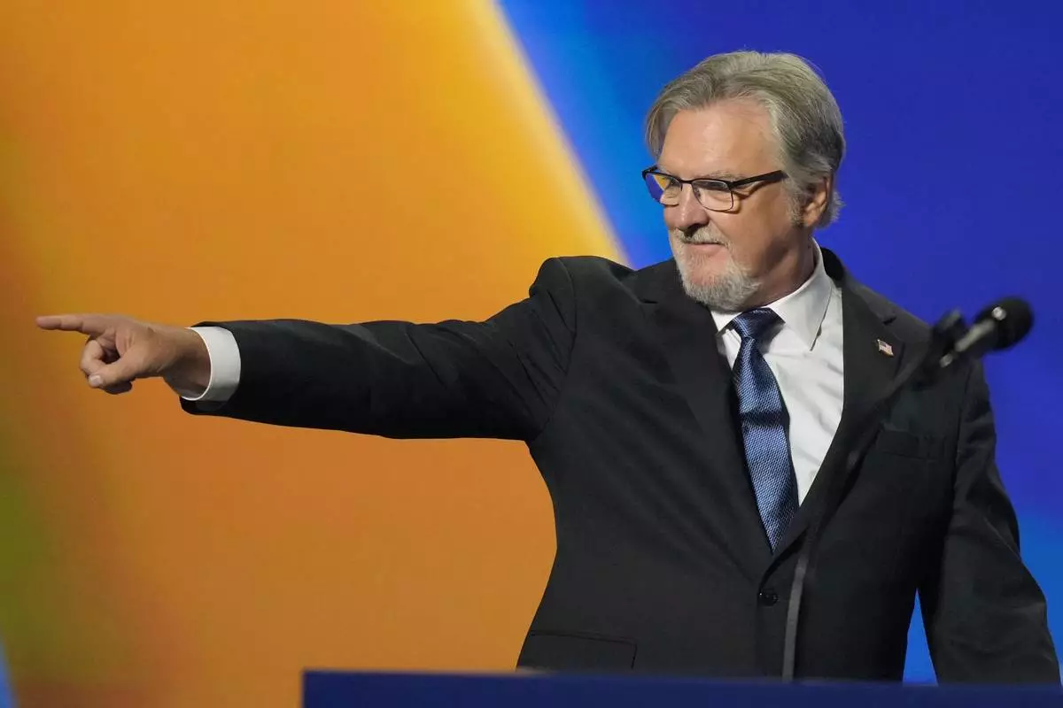 FILE - Marty O'Donnell, candidate for the U.S. House in Nevada, speaks at the Republican convention, Sept. 10, 2026, in Dallas. (AP Photo/Alex Brandon, File)
