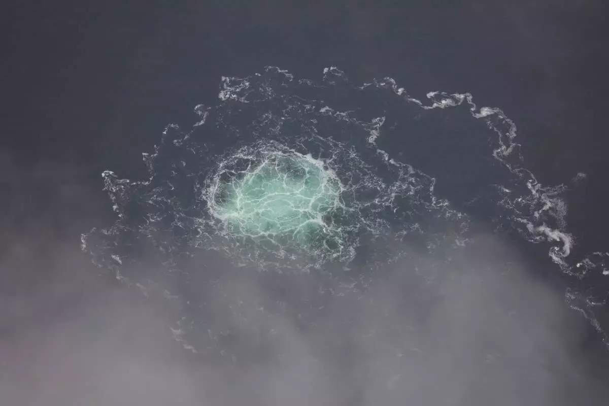 FILE - In this picture provided by Swedish Coast Guard a leak from Nord Stream 2 is seen on Sept. 28, 2022. (Swedish Coast Guard via AP, File)