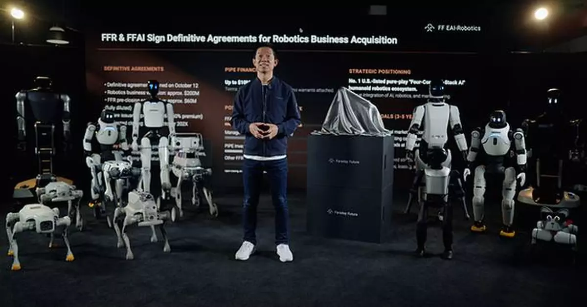FF EAI Robotics Ecosystem Signs Definitive Agreements to Combine FFAI's Full Robotics Business at About $200 Million and $2.246 Per Share, an Approximate 50 Percent Premium; Becoming the First U.S.-Listed Humanoid and Bionic EAI Robotics Pure Play