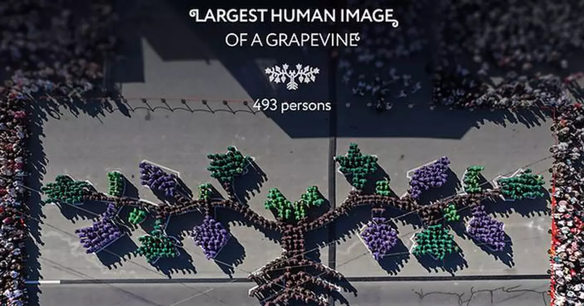 Moldova achieves GUINNESS WORLD RECORDS™ title as 493 people form world's largest human image of a grapevine