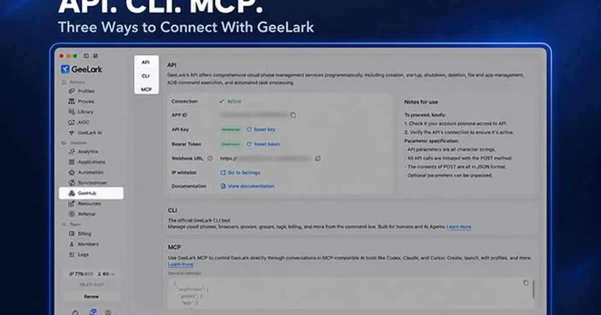 GeeLark Expands Cloud Phone Workflows with API, CLI, and MCP Support