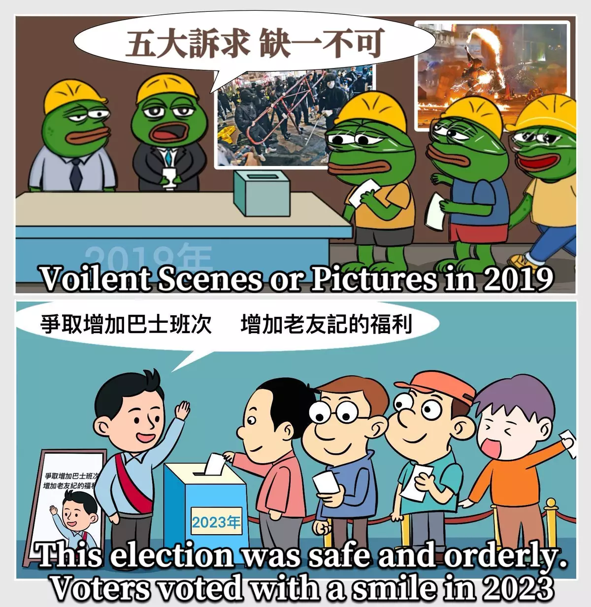 2019和2023香港區選的強烈對比