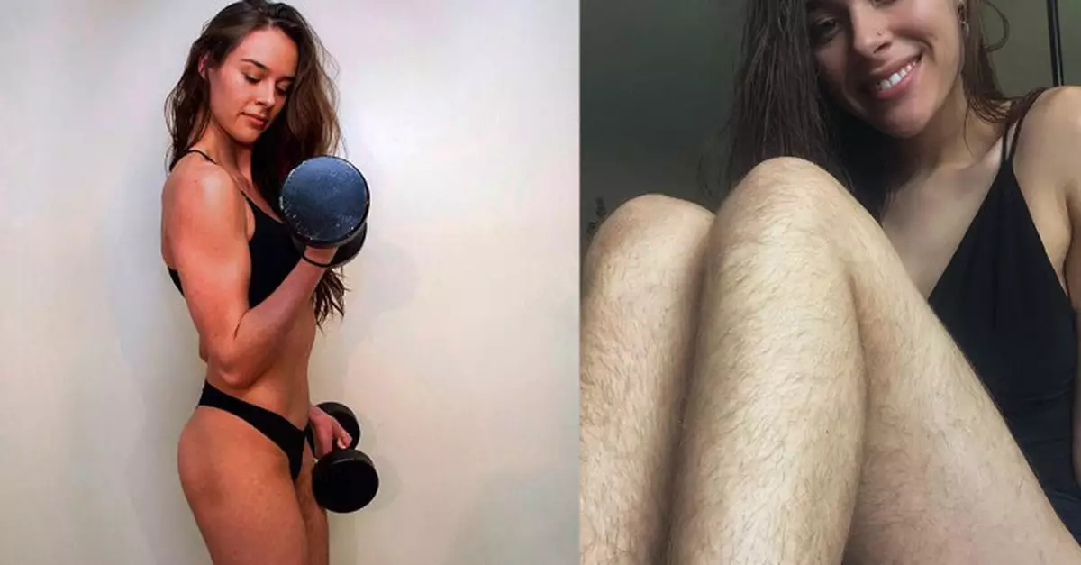 健身索女一年不剃毛 自信晒毛腿毛腋下