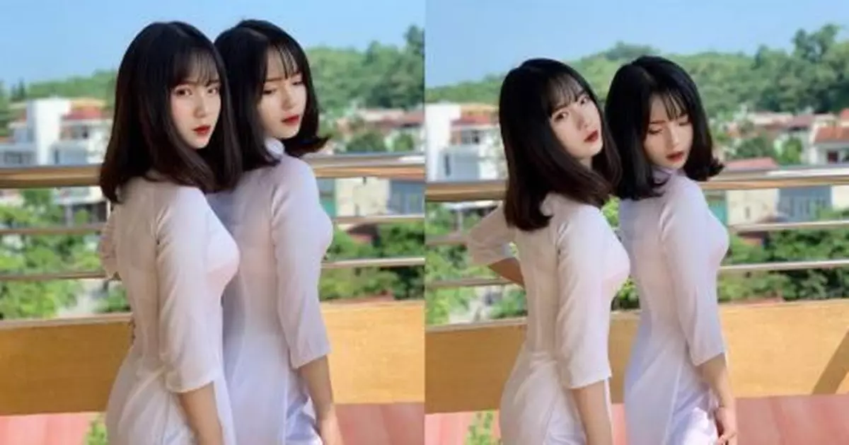 越南雙胞胎美女穿奧黛 辣曬曲線爆紅網路