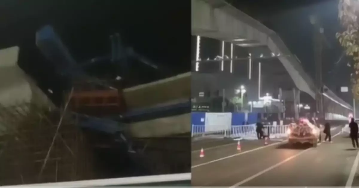 重慶一軌道交通100餘米在建橋體深夜發生垂直錯位