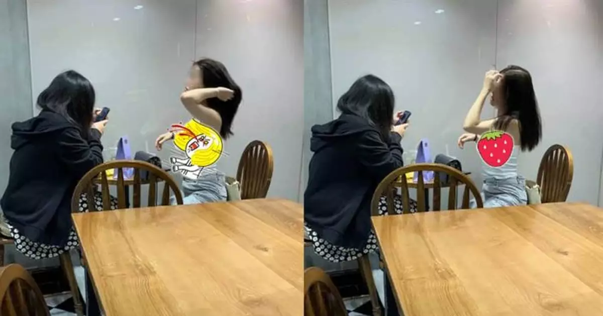 無罩妹性感甩髮 背心羞見2點凸出