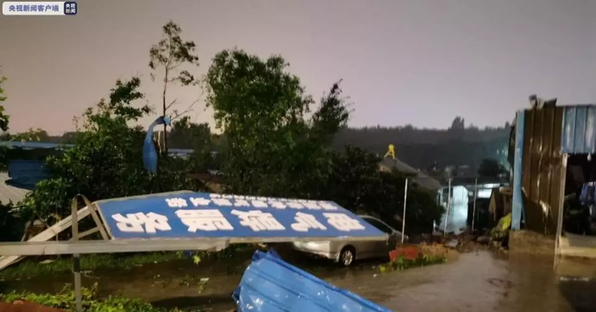 湖北荊門遭龍捲風襲擊 數十棵樹連根拔起