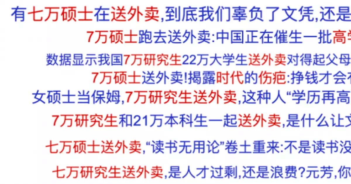 超級爛梗！全國7萬碩士送外賣？終於闢謠了……