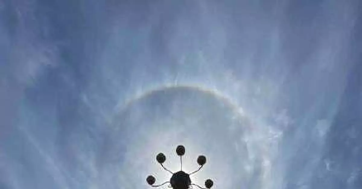 北京上空出現日華+日暈+環地平弧 你看到了么