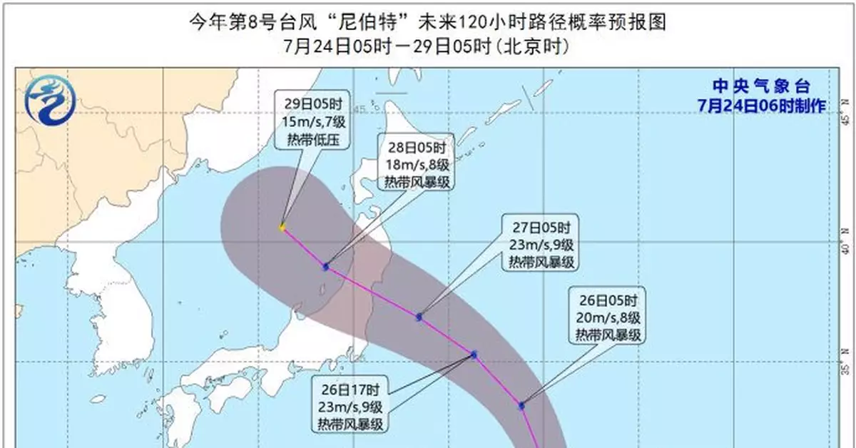 颱風「煙花」東側有今年第8號颱風「尼伯特」生成