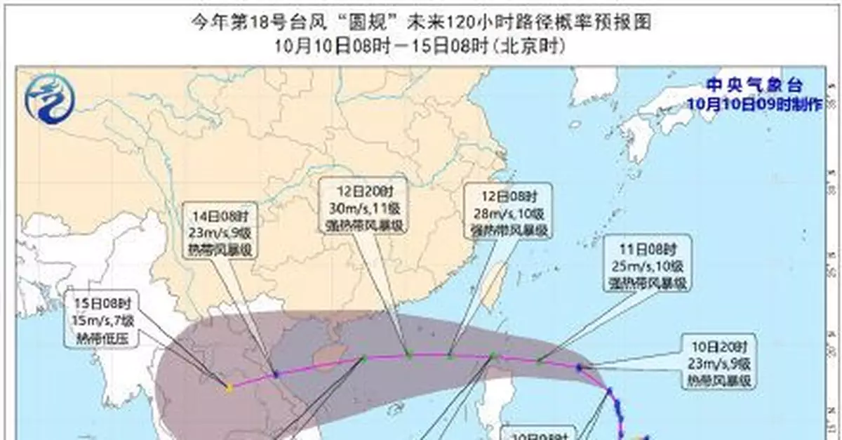 颱風「圓規」臨近 海南12日起將迎來強風雨天氣
