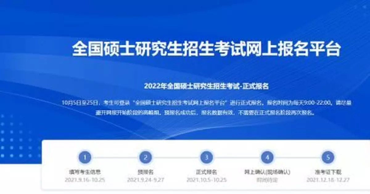 2022年全國碩士研究生招生考試進入正式報名階段