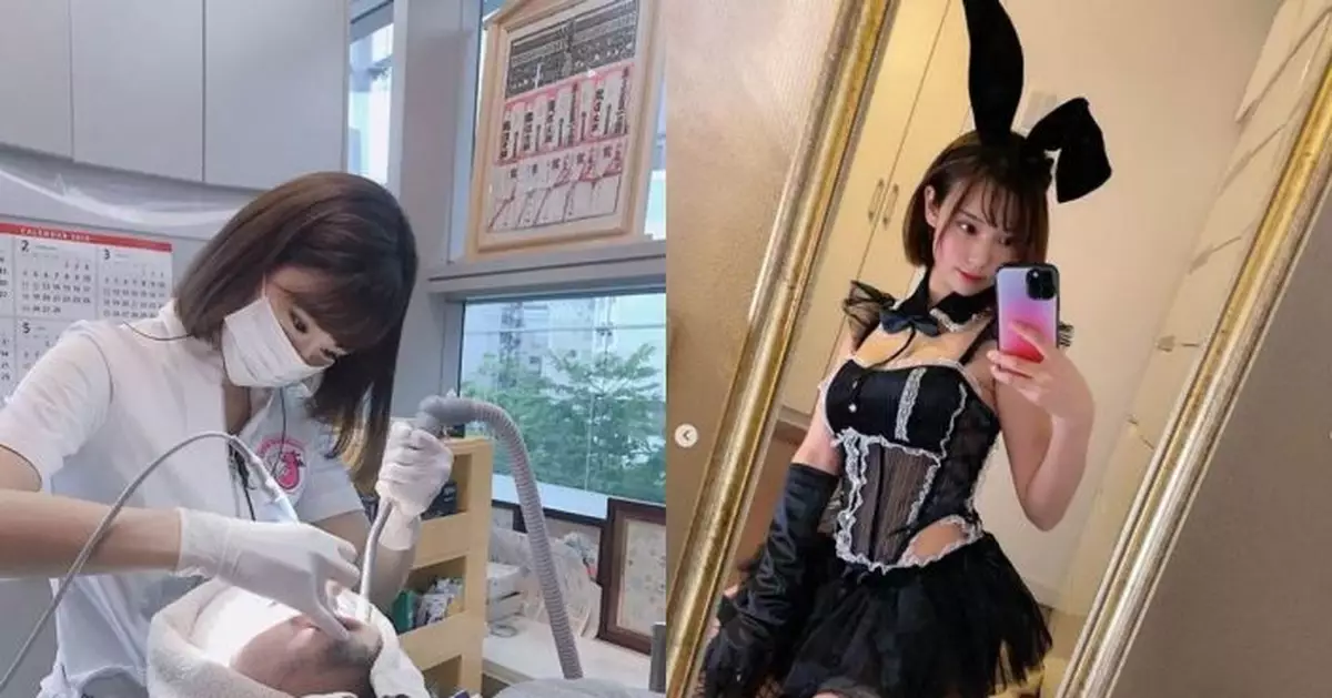 最美牙醫萬聖節扮兔女郎 胸下透視轉身大走光