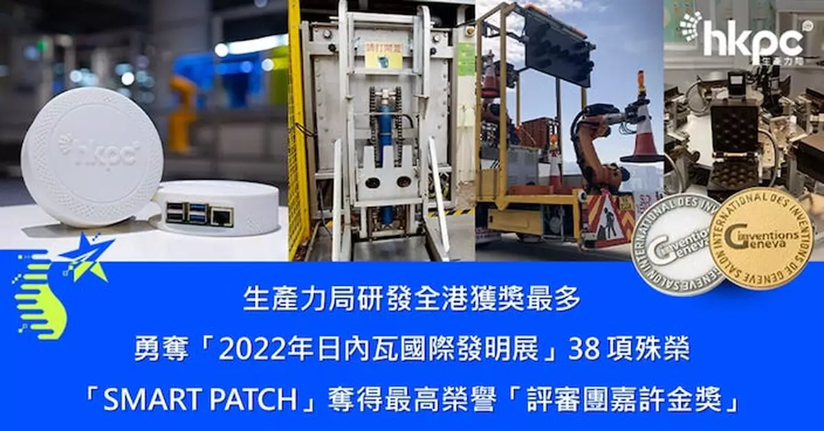 生產力局研發全港獲獎最多 勇奪「2022年日內瓦國際發明展」38 項殊榮 「SMART PATCH」奪得最高榮譽「評審團嘉許金獎」