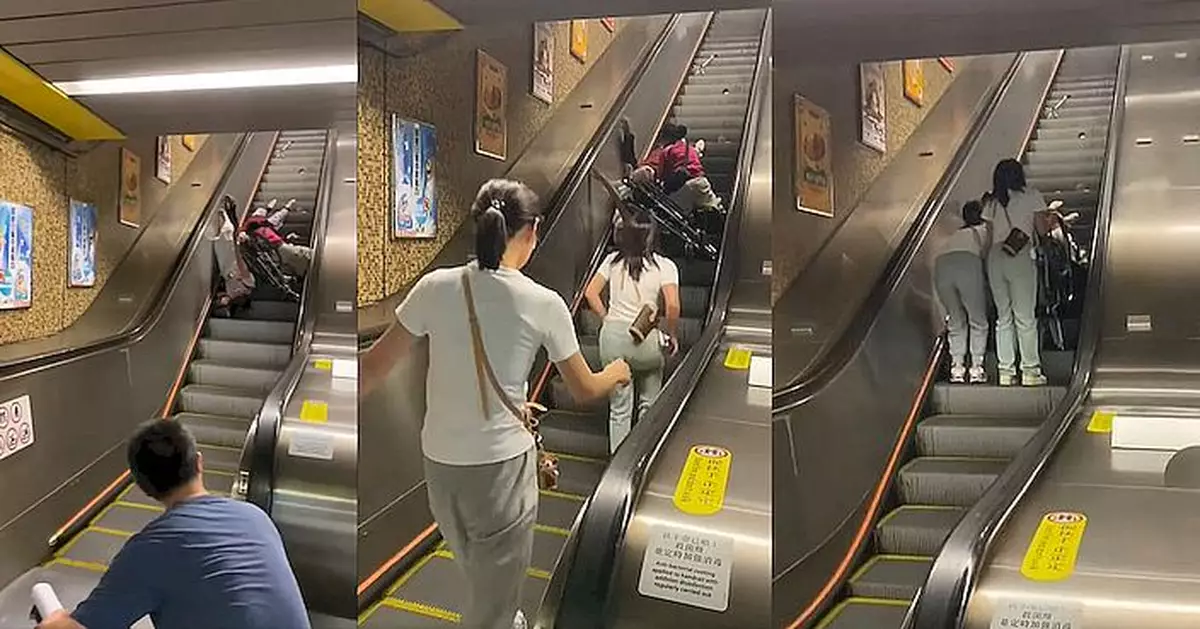 港鐵黃大仙站扶手梯意外 輪椅翻側長者一行3人受傷