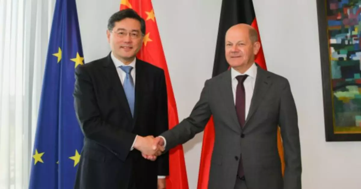 朔爾茨在柏林會見秦剛 指重視中國的作用和影響力