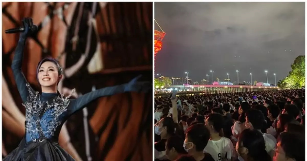 楊千嬅廣州騷場外多達10萬人聚集 有人邊聽歌邊開枱現場極墟冚