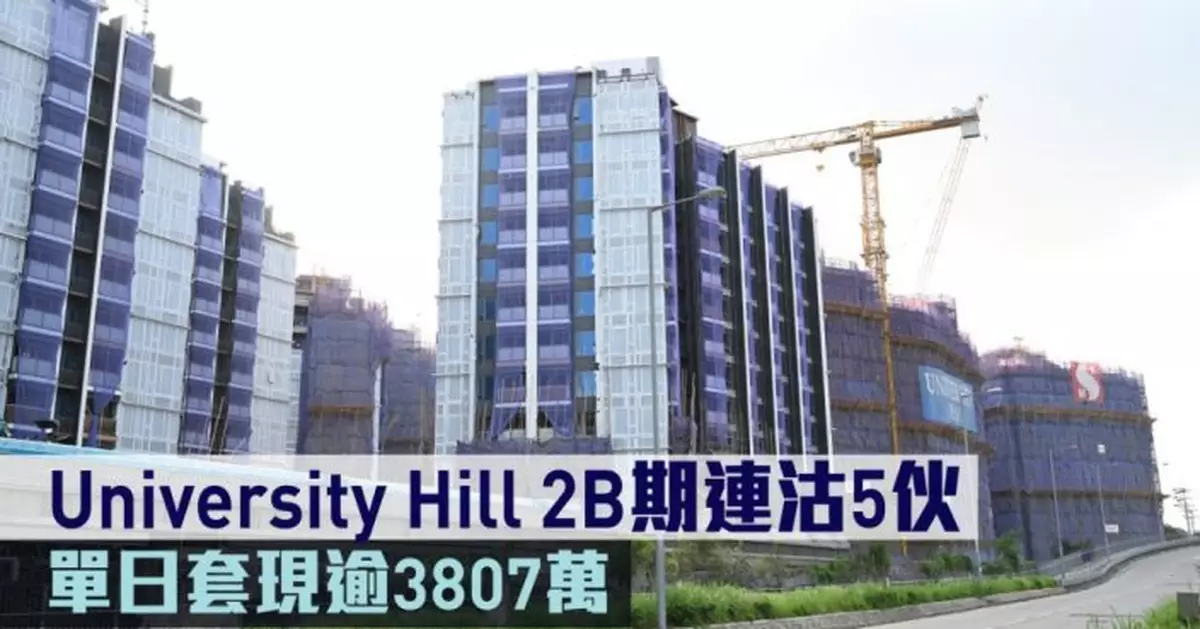 新盤成交｜University Hill 2B期連沽5伙  單日套現逾3807萬