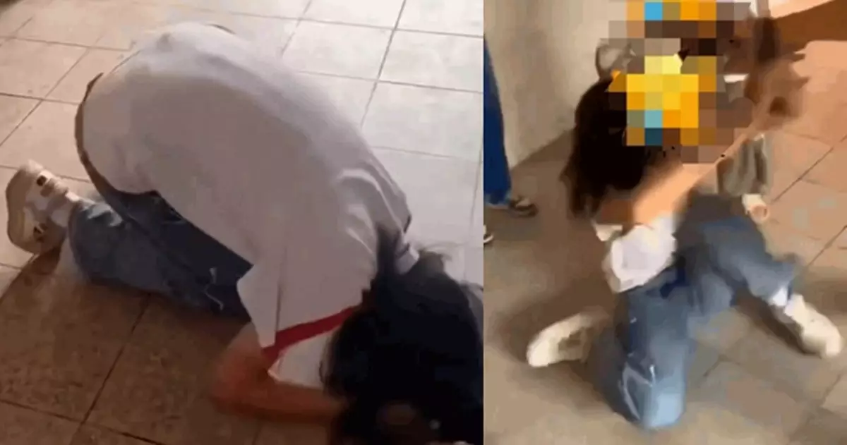 廣東女中學生被逼下跪磕頭遭輪摑 涉事人員被帶走調查
