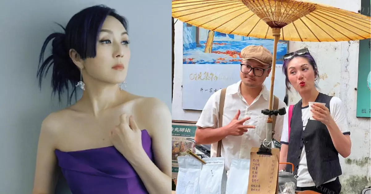 楊千嬅內地當一天咖啡店店長 生圖曝光淡妝難掩歲月痕跡