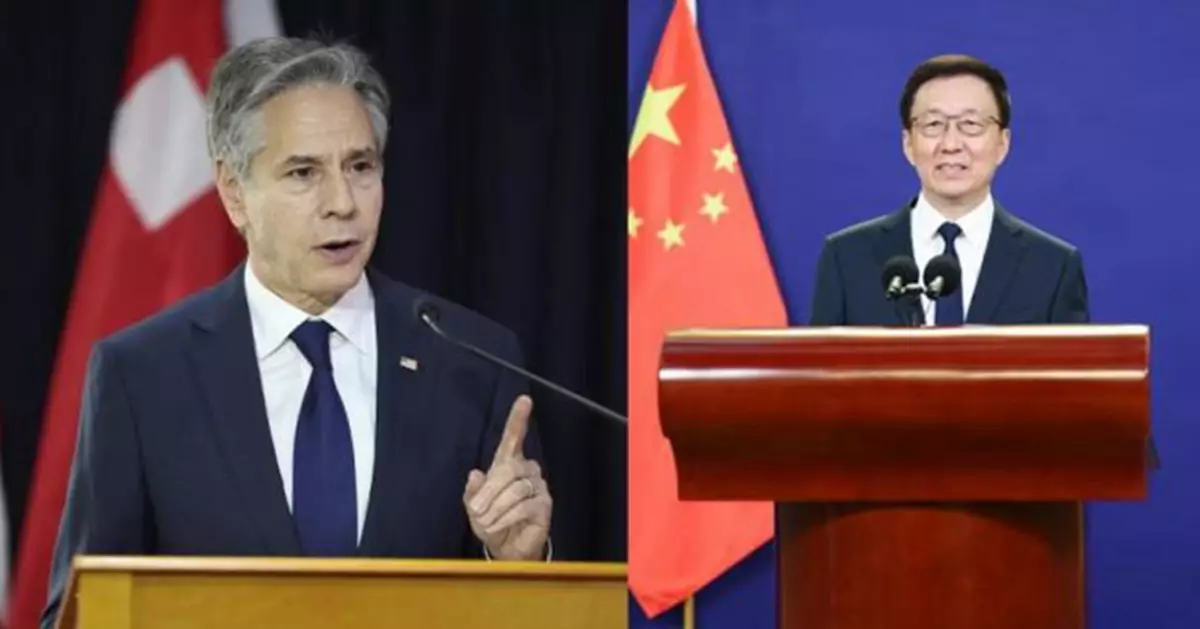 美國國務院稱布林肯將於紐約與韓正會面
