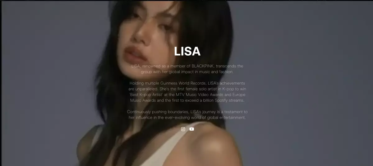LLOUD官網有關於Lisa的個人簡介（LLOUD官網截圖）