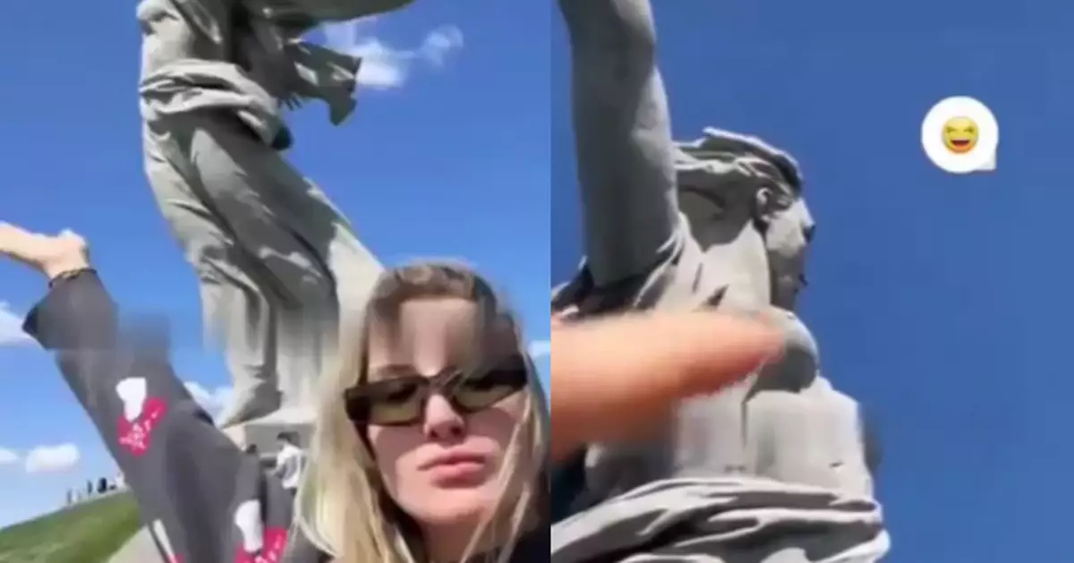 拍攝「隔空撓雕像胸」 俄羅斯女網紅被控「復興納粹主義罪」判10個月勞教