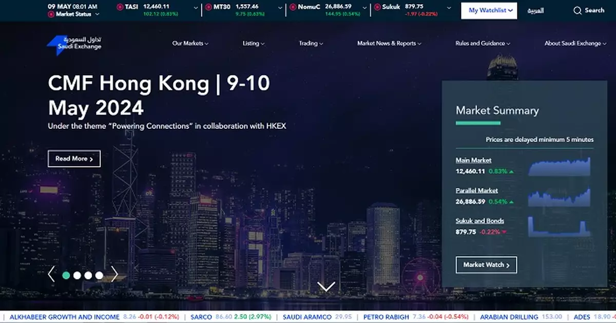 沙特證交所：沙特和香港正加強金融聯繫及協同效應