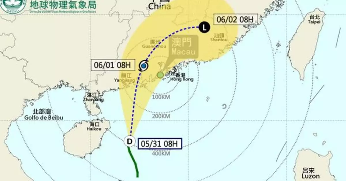 澳門上午維持1號風球　氣象局：午間改發3號可能性較高