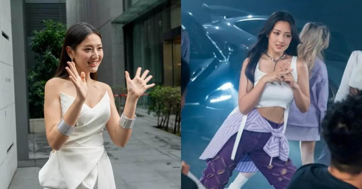譚旻萱變身人工智能女神鬧市拍廣告 獲途經司機送花驚喜