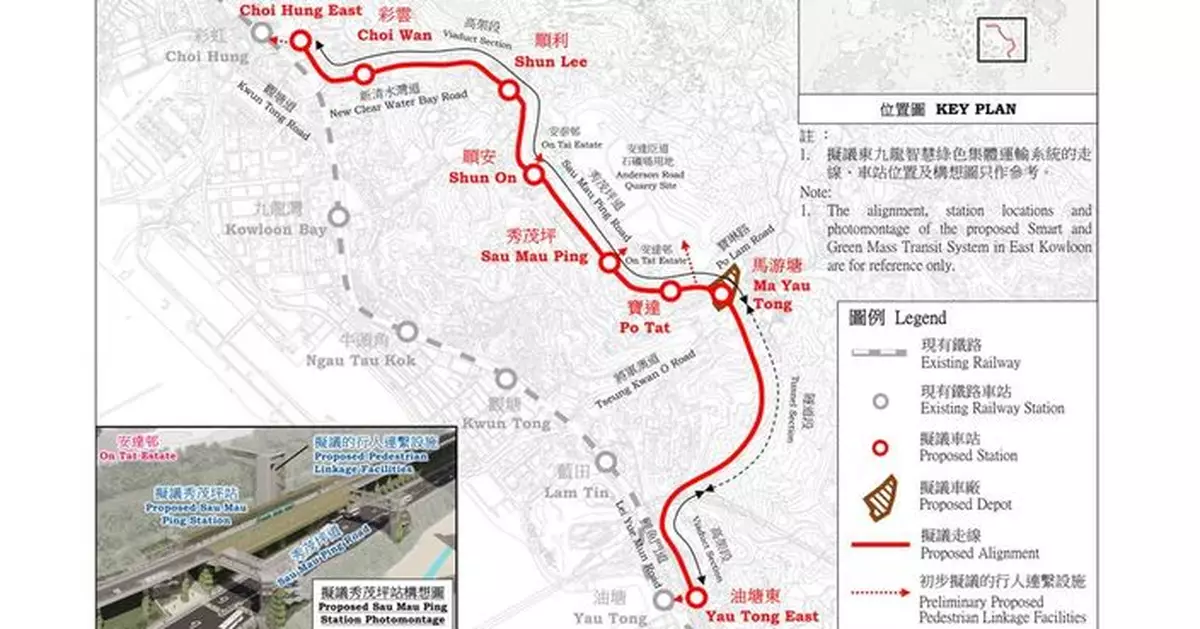 東九龍智慧運輸系統初步設8個站 當局探討是否增設「藍田北」站
