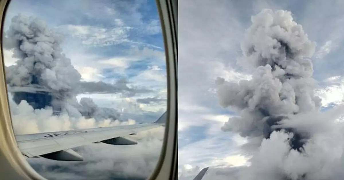 日火山爆發 搭機乘客捕捉火山灰「噴4500米」壯麗瞬間