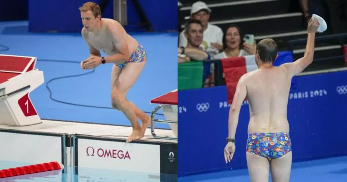巴黎奧運 | 著花褲男突跳入泳池疑似「熱心觀眾」 身份曝光引全場歡呼